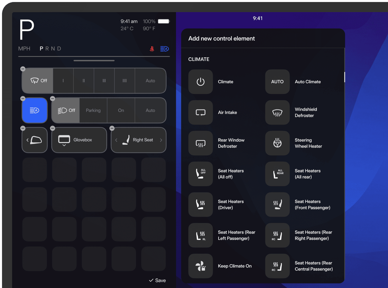 Screenmate ONE customizable Tesla control panel